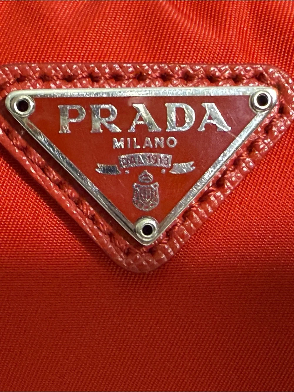 PRADA Rosso Red Tessuto Nylon Cosmetic Pouch Wristlet